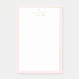 Monogram Elegant Blush Pink Gold Minimalist Classy Post-it Notes