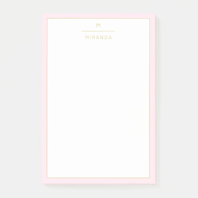 Monogram Elegant Blush Pink Gold Minimalist Classy Post-it Notes (Front)
