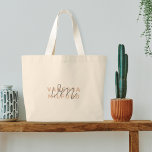Monogram Elegant Blush Pink Modern Minimalist Large Tote Bag<br><div class="desc">An elegant monogram tote bag featuring a blush pink modern typography name overlayed with initials in pale grey in a handwritten script font in an informal casual style. The text can easily be personalized for a design as unique as you are!</div>