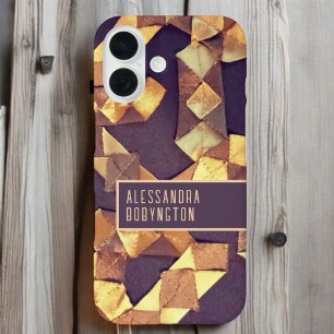 Monogram elegant brown gold retro vintage pattern  iPhone 16 case