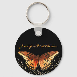Monogram Elegant Butterfly Glitter Keychain