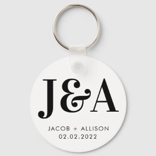monogram elegant chocolate wedding favour classic keychain