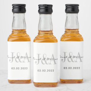monogram elegant chocolate wedding favour liquor bottle label