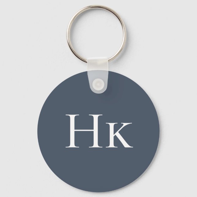 Monogram Elegant Classic Navy Monogrammed Initial Keychain (Front)