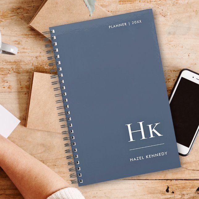 Monogram Elegant Classic Navy White Professional Planner (Creator Uploaded)