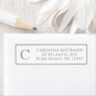 Monogram Elegant Dark Grey Border Stationery