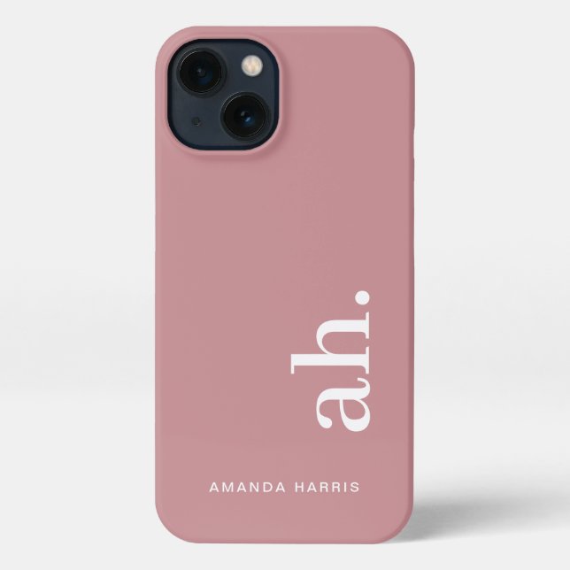 Monogram Elegant Dusty Rose Feminine Minimalist iPhone Case (Back)