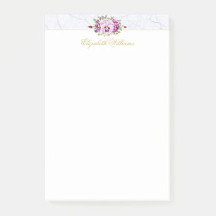 Monogram Elegant Floral Vintage Chic Marble Post-it Notes