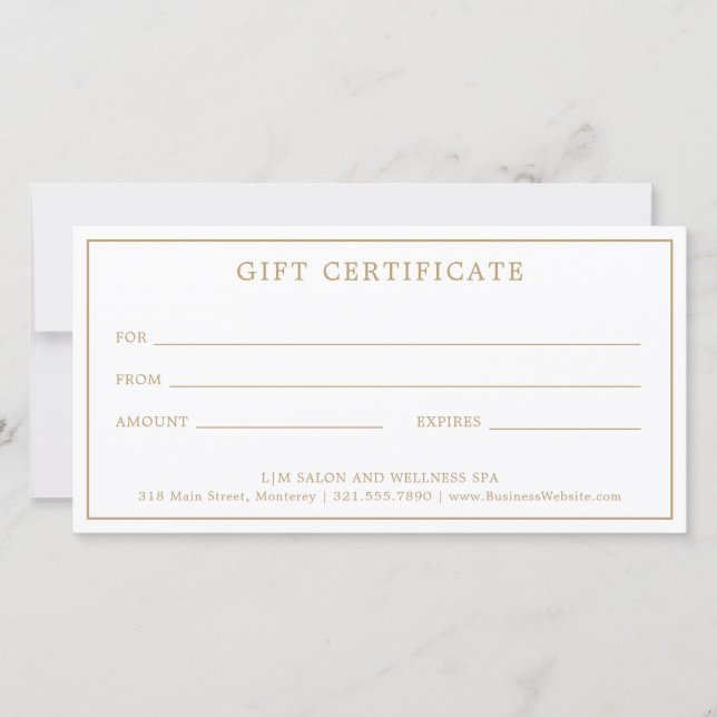 Monogram Elegant Gold Business Gift Certificate (Front)