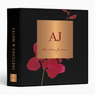 Monogram elegant gold glam business office school binder