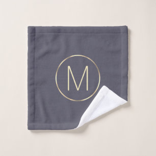 Monogram Elegant Gold Gray Bath Towel Set