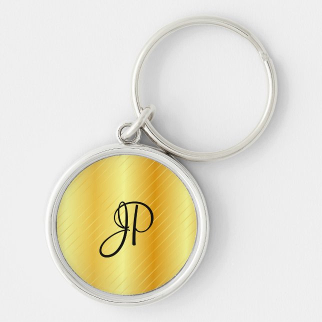 Monogram Elegant Gold Look Modern Template Keychain (Front)
