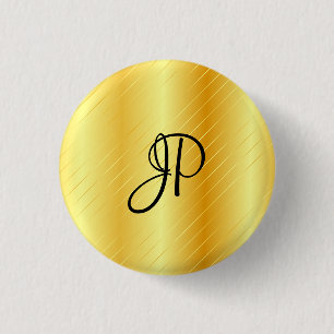 Monogram Elegant Gold Look Template Modern 1 Inch Round Button