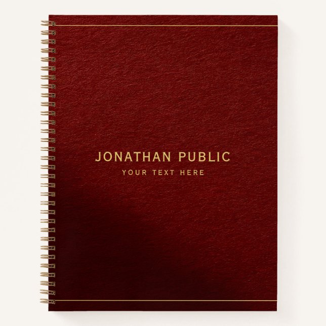 Monogram Elegant Gold Text Calligraphy Template Notebook (Front)