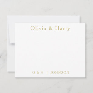 Monogram Elegant Gold White Wedding Note Card