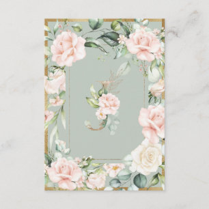 Monogram Elegant Green Floral Roses Letter J Thank You Card