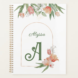 Monogram Elegant Initial & Name Watercolor Floral  Planner