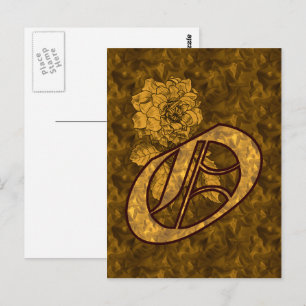 Monogram Elegant Initial O Gold Peony Flower Postcard