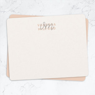 Monogram Elegant Ivory Cream Blush Pink Modern Card
