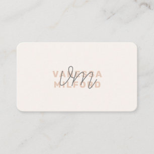 Monogram Elegant Ivory Cream Modern Minimalist Business Card