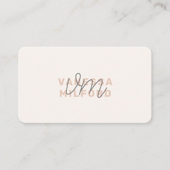 Monogram Elegant Ivory Cream Modern Minimalist Business Card (Front)