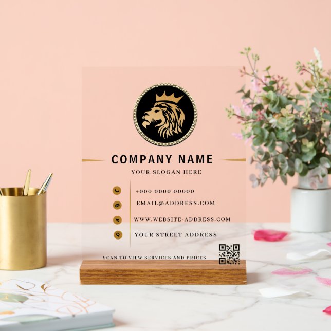 Monogram Elegant Lion Logo  Acrylic Sign (Wedding)