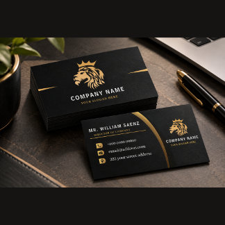 Monogram Elegant Lion Logo  Business Card