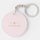 Monogram Elegant Minimal Blush Pink and Gold Keychain (Back)