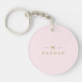 Monogram Elegant Minimal Blush Pink and Gold Keychain (Front)