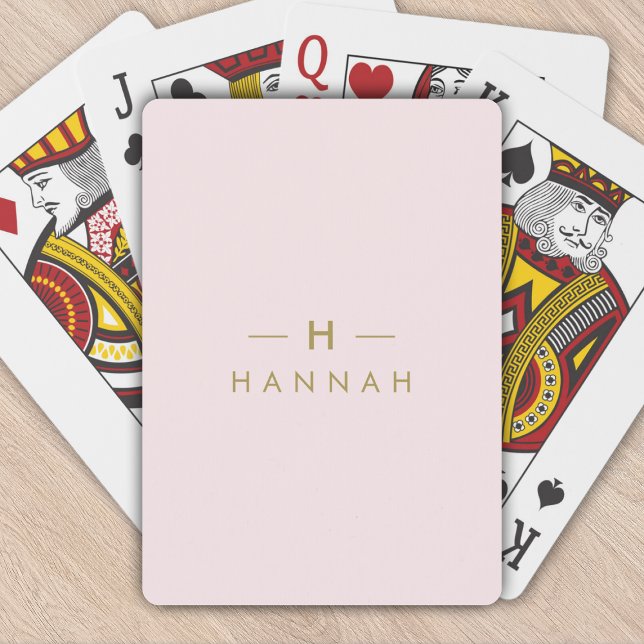 Monogram Elegant Minimal Blush Pink and Gold Playing Cards (Creator Uploaded)