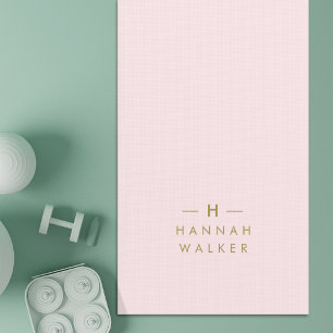 Monogram Elegant Minimal Blush Pink and Gold Yoga Mat