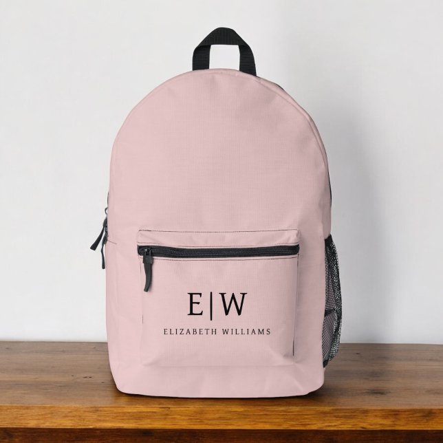 Monogram Elegant Minimal Blush Pink Printed Backpack (Creator Uploaded)
