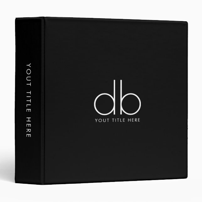 Monogram Elegant Minimal Classic Modern Black Binder (Front/Spine)