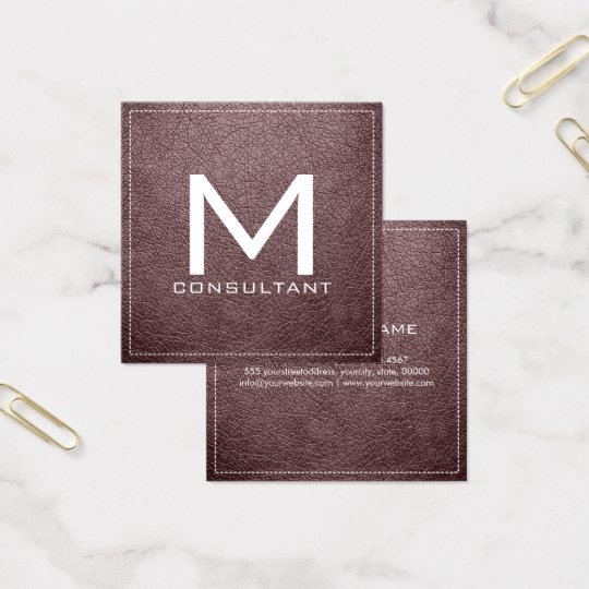 Monogram Elegant Modern Bazaar Leather Square Business Card