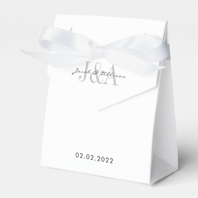 monogram elegant modern bridal party wedding favou favor box (Front Side)