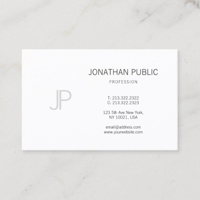 Monogram Elegant Modern Design Professional Plain Business Card (Front)