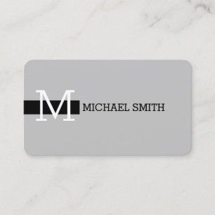 Monogram Elegant Modern Silver & Black Business Card