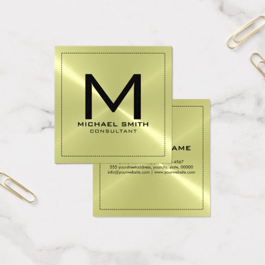 Monogram Elegant Modern Stainless Metal Square Business Card