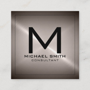 Monogram Elegant Modern Stainless Metal Square Business Card