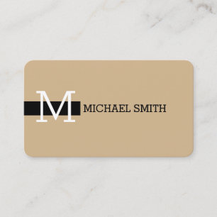 Monogram Elegant Modern Tan & Black Business Card