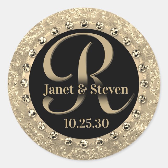 Monogram Elegant Names Gold Glam Seal (Front)