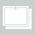 Monogram Elegant Navy Blue Border Stationery Card<br><div class="desc">This design features a thin double border with space a monogram and name/text at the top. Click the customize button if you would like to adjust the design elements and/or further modify the text! Variations of this design, additional colours, as well as coordinating products are available in our shop, zazzle.com/store/doodlelulu....</div>