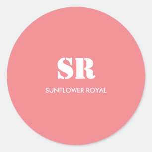 Monogram Elegant Pink Minimal  Classic Round Sticker