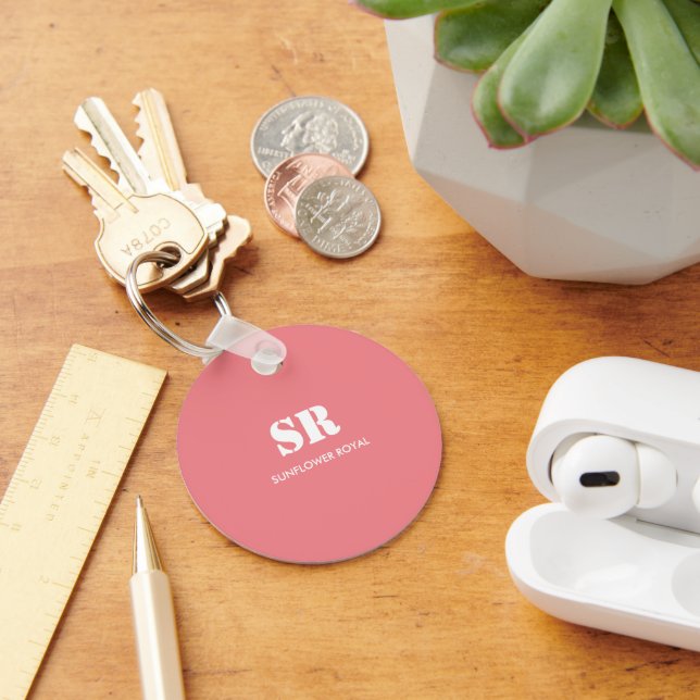 Monogram Elegant Pink Minimal  Keychain (Desk)