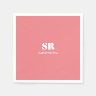 Monogram Elegant Pink Minimal  Napkin