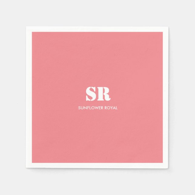 Monogram Elegant Pink Minimal  Napkin (Front)