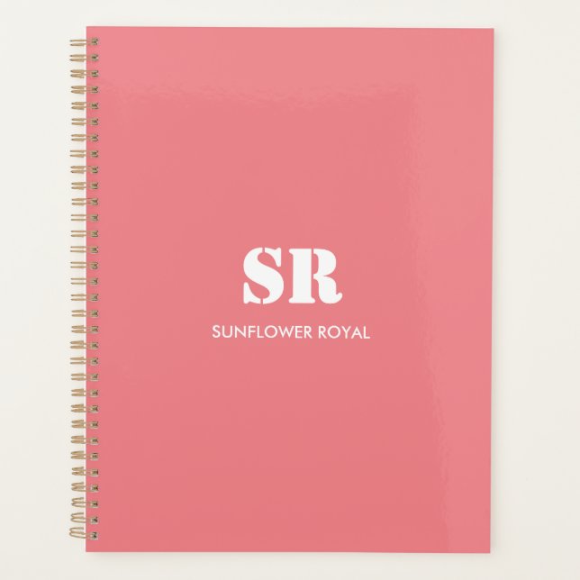 Monogram Elegant Pink Minimal  Planner (Front)