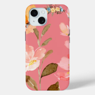  Monogram Elegant Pink Watercolor  iPhone 15 Case