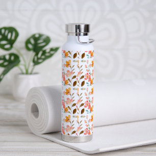 Monogram Elegant Pink Watercolor  Water Bottle