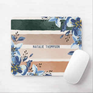 Monogram Elegant pretty natural and botanical Mouse Pad